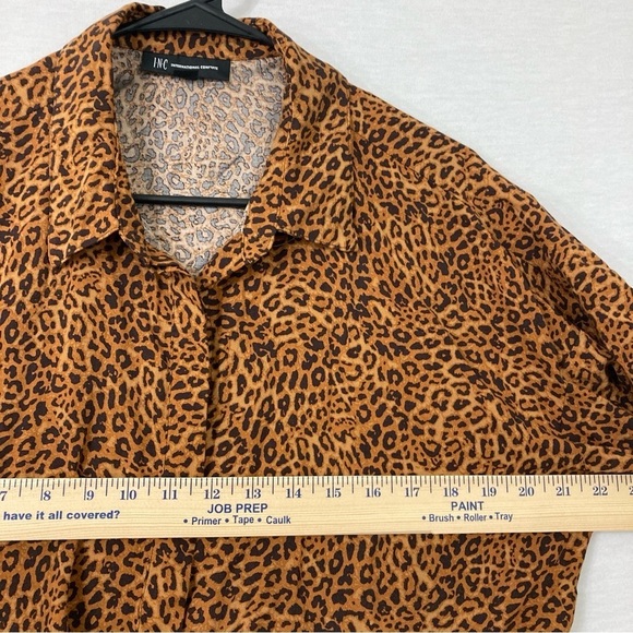 INC International Concepts Leopard Print Soft Tie Front Button Down XL - Picture 6 of 9